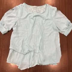 シフォン 半袖 シャツ レース