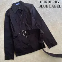 BURBERRY BLUE LABEL ベルト付 ジャケット ショートコート 黒