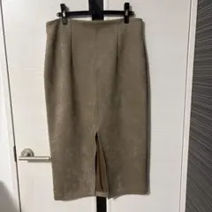 ZARA ザラ フェイクスエード タイトスカート ベージュ マキシ丈 スリット