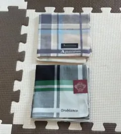 Aquascutum & Orobianco チェックハンカチ2枚セット 紳士