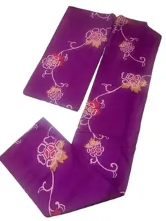 美品 正絹 花唐草 地模様 紫 小紋