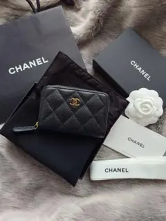 【極美品 付属品完備】【CHANEL】 コインパース キャビアスキン ブラック