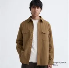 美品　UNIQLO ジャージーオーバーシャツ　長袖シャツ Mサイズ
