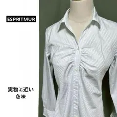 ESPRITMUR ストライプ長袖シャツブラウス　9号 薄手　ポリエステルのサムネイル