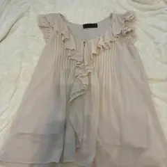 CECIL Mc BEEフリルノースリーブトップス ピンクベージュ