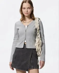 GU リブダブルジップVネックカーディガン　3XL