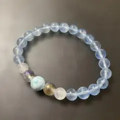 最終値下げ‼️希少綺麗な模様ラリマーと高品質アクアマリンなど天然石ブレスレット