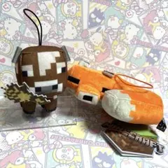 Minecraft マインクラフト　うし　きつね　ぬいぐるみマスコット