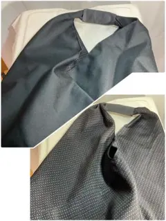 アンティーク紳士着物黒コート三角バッグリバーシブルあずま袋ハンドメイド８２９