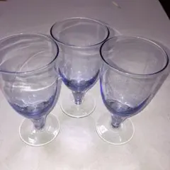 透明ガラス製脚付きグラス3個セット高さ14cm 直径7cm