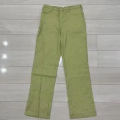 ストレートパンツ ストライプ イエロー グリーン 古着 USED