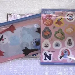 スンスン スシロー クリアポーチ＆シール ノンノン ピンク