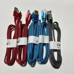 新品　USB充電ケーブル　microＢ5本セット 赤 青 黒