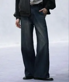 CURVED FLARE DENIM SLACKS