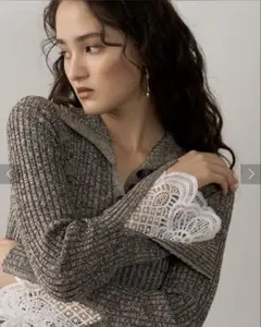 LAGUNAMOON レーススリーブネップリブニットワンピース M