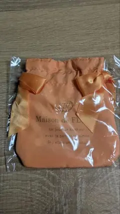 Maison de FLEUR ダブルリボンギャザートートバッグ オレンジ