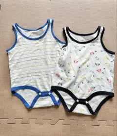 ベビー肌着80㎝2点セット（パンダ柄・ストライプ）