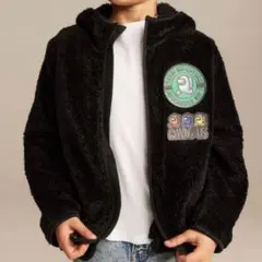 H&M アモンガス 黒 フード付きフリースジャケット 110/116cm