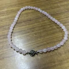 ローズクォーツ ネックレス 薔薇モチーフ シルバー