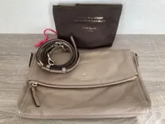 kate spade ショルダーバッグ 2way ストライプ グレー ベージュ