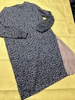 ヒョウ柄プリーツワンピース　M〜 L位　美品