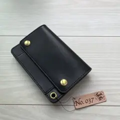 No.045 3層ミドルトラッカーウォレット 栃木レザー黒 - メルカリ