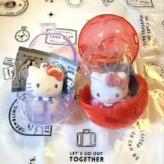 カラフルカラビナマスコットチャーム　ふわふわフロッキーマスコット　キティ　セット