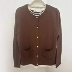 ZARA ブラウン ニットカーディガン タンクトップ付き　アンサンブル