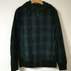 ボイコット フーデッドコート　ダッフルコート　ウール　タータンチェック　緑紺