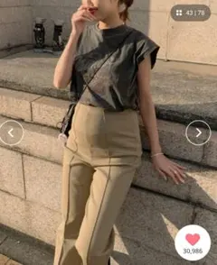 のびのびストレッチセンターラインマタニティパンツ