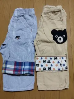 130 ミキハウス ダブルB ハーフパンツ 2枚セット