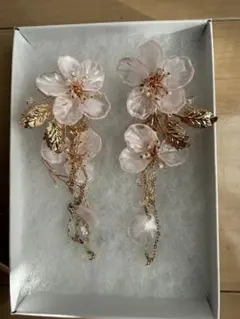 ウェディングイヤリング　フラワー　ピンク　桜