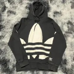 adidas フード付きパーカー S ブラック/ホワイト　ヴィンテージ