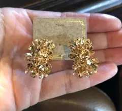 【No.201】上品アンティーク調フラワーだらけ太リングフープイヤリング新品可愛