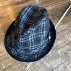 ブラック系チェック柄フェドーラハット