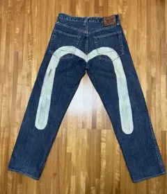 値下げましたEVISUデニムパンツバックペイント インディゴ 30×35