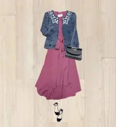 結婚式 二次会 入園式 パーティー ワンピース デニムジャケット　フォーマル