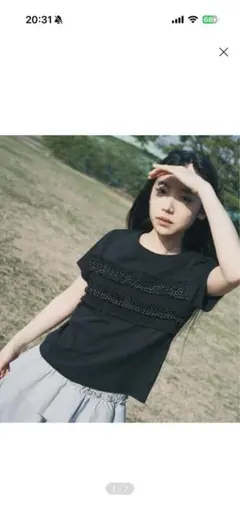 OHESHIO DOT FRILL T-SHIRT, BLACK 新品　ドット
