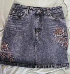 JOUER AUXグレー ダメージ加工 ミニスカート waist 61size