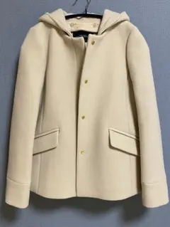 フード付きノーカラーコート