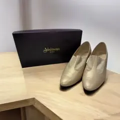 GINZA ヨシノヤ 24cm ゴールド 本革 ヒールパンプス 日本製 箱付き