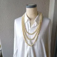 ☆イミテーションパールネックレス☆【３連】《USED》美品