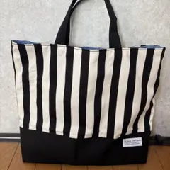 ストライプ柄 大きめレッスンバッグ 手提げバッグ　入学　入園のサムネイル