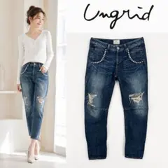 Ungrid アングリッド スタッズ ダメージデニム 25 日本製