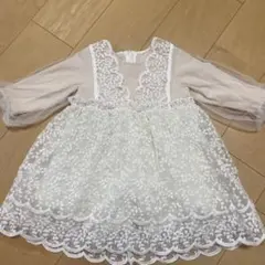 ホワイトフラワー刺繍ドレス 100cm