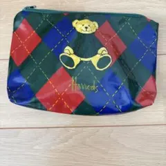 Harrods アーガイル柄ポーチ