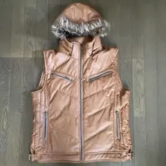 レザーダウンベスト　ファーフード　Y2K 00s グランジ