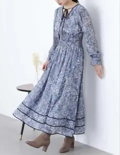 ジルバイジルスチュアート ボタニカル フラワー ワンピ 青 2度着用