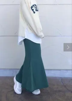 グリーン マーメイドスカート ロング丈のサムネイル