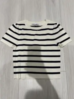 ZARA ストライプ 半袖ニット M
